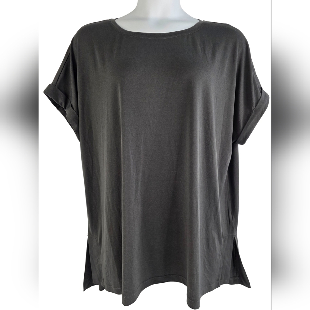 NWT Lularoe 3X Leah Side Slit Drop Shoulder Cuff Tunic Gray Cm-1972